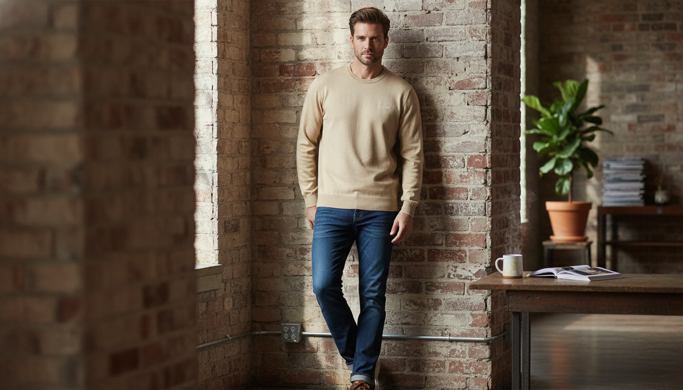 Guess Men’s Beige Knitwear: Clean Layer for Any Day