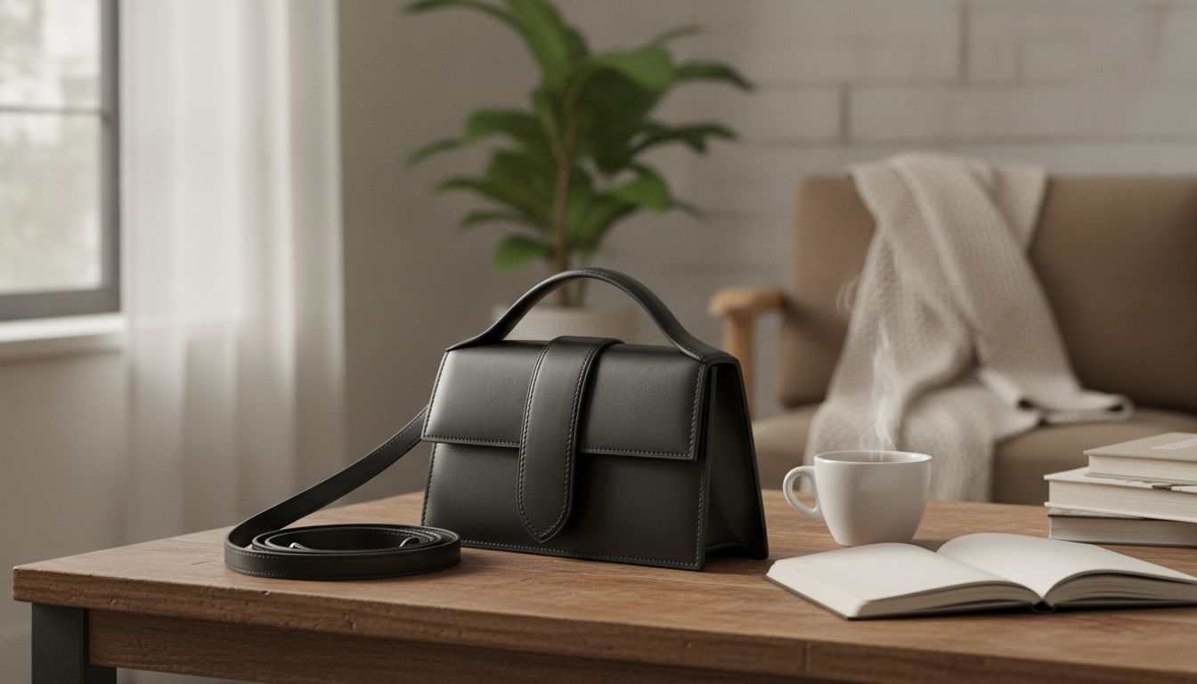 Jacquemus Black Leather Shoulder Bag: Removable Strap