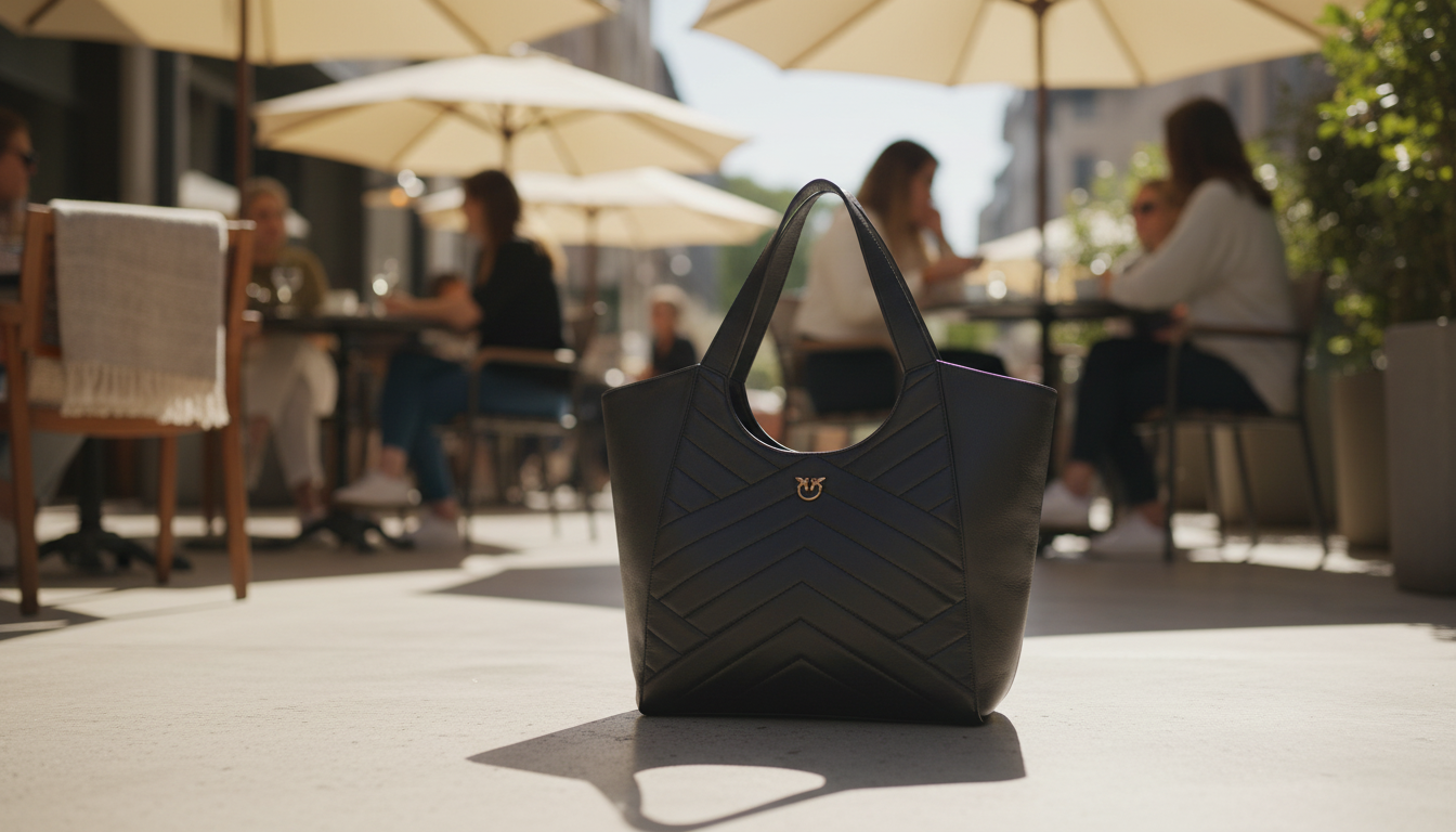 Pinko Women’s Leather Handbag: Sleek Black Day-to-Night