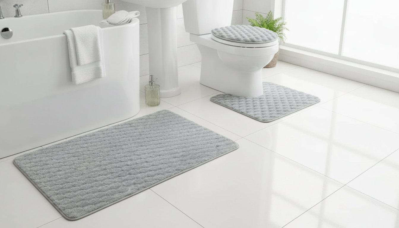 Ultra-Soft 3-Piece Non-Slip Bath Mat Set + Contour Rug