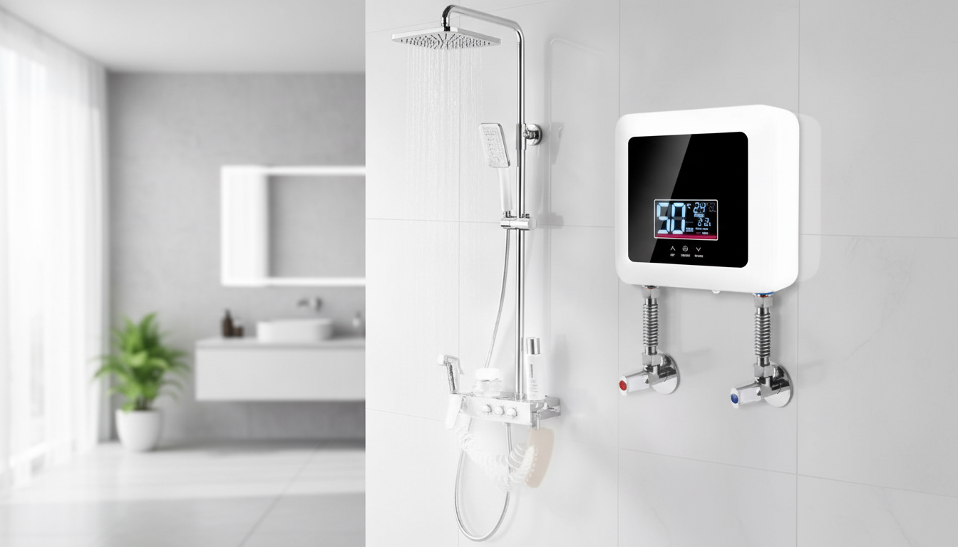 Wall-Mounted Tankless Electric Water Heater w/ LCD + Remote